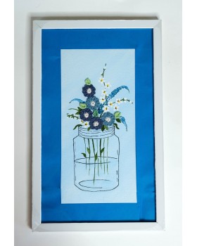 Happy Threads Frames With Artwork and Crochet Motifs (Blue)